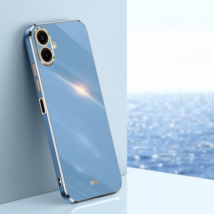 Funda de TPU con borde recto 6D galvanizado XINLI para Samsung Galaxy A07 5G (azul celeste)