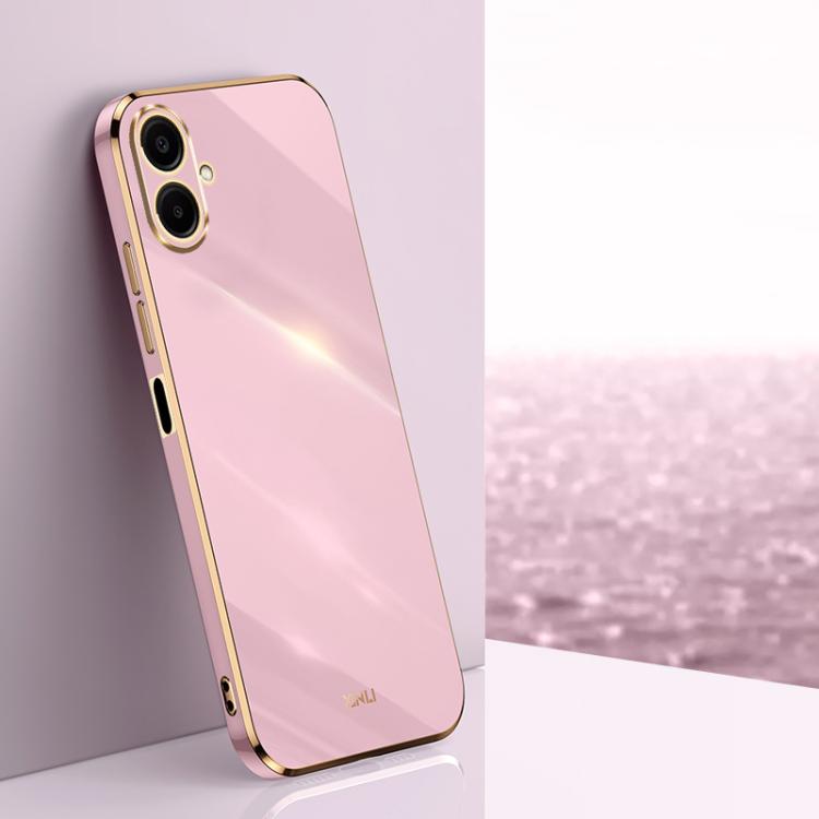 Funda de TPU con borde recto 6D galvanizado XINLI para Samsung Galaxy A07 5G (morado cereza)