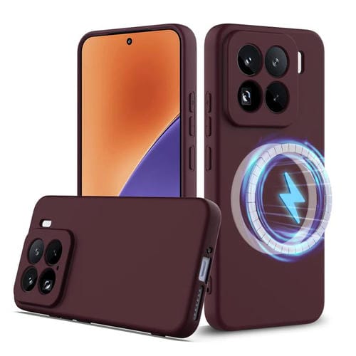 Funda De Silicona A Prueba De Golpes Magsafe Para Teléfono Xiaomi 15 Pro (Color Ciruela)