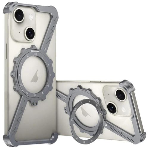 Funda para Teléfono iPhone 15 Magsafe con Soporte 360 Metal sin Marco en Forma de Z (Gris Espacial)