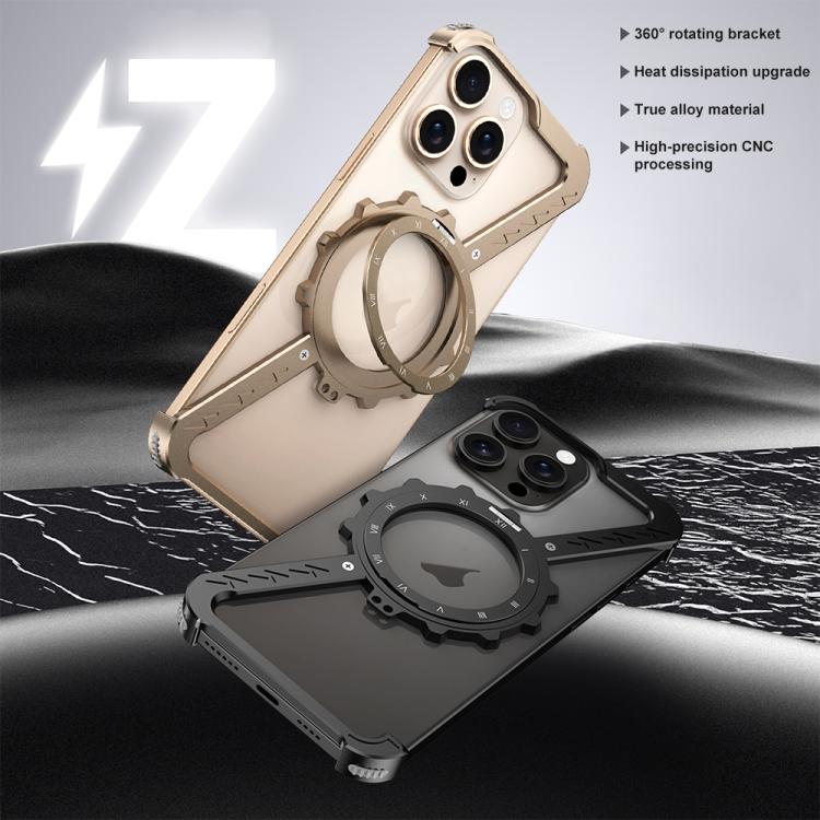 Funda para Teléfono Metal iPhone 16 Plus Magsafe Soporte 360 Sin Marco (Plata Espacial)