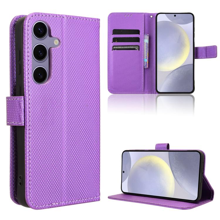 Funda de cuero con textura de diamante para Samsung Galaxy S25 FE 5G (morado)