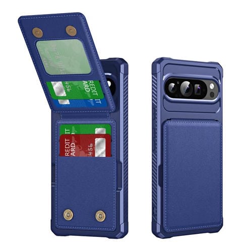 Funda de Cuero con Tapa Vertical para Google Pixel 9 y 9 Pro (Azul Oscuro)