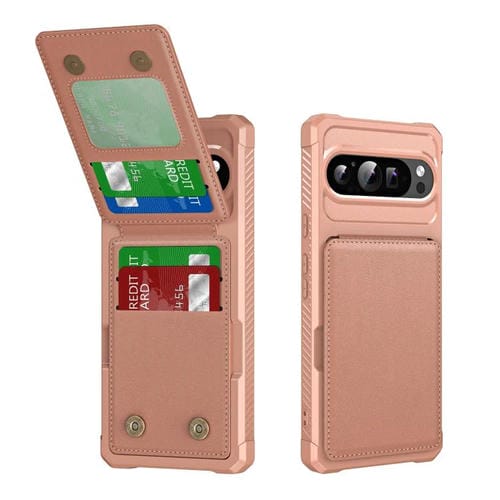 Funda de Cuero con Tapa Vertical para Google Pixel 9 Pro XL (Oro Rosa)