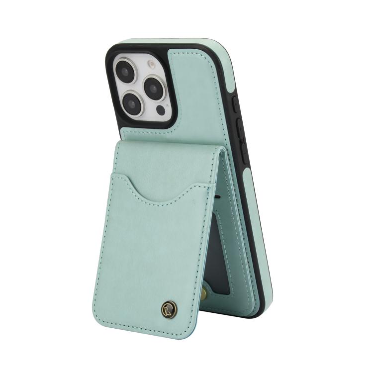 Funda de Cuero con Tapa Vertical para iPhone 16 Pro Awquer con Tarjetero (Verde)