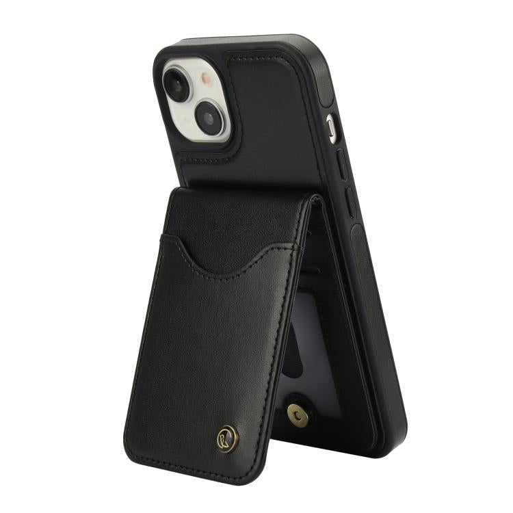 Funda para iPhone 15 Plus Awquer Cuero con Tapa Vertical Tarjetas y Soporte (Negro)