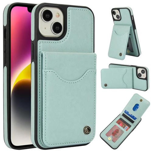 Funda para iPhone 14 Plus Awquer Cuero con Tapa Vertical para Tarjetas y Soporte (Verde)
