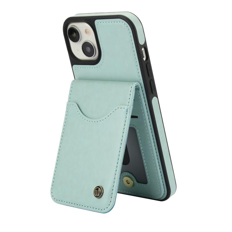 Funda de Cuero Awquer para iPhone 14/13 con Tapa Vertical, Soporte y Porta Tarjetas (Verde)
