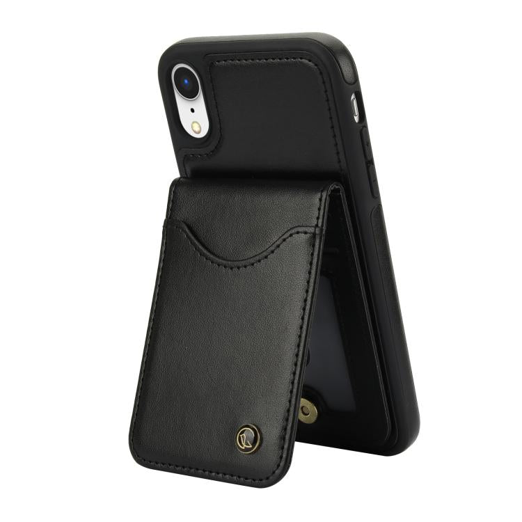 Funda para iPhone Xs Max Awquer Cuero Tapa Vertical Tarjetas Soporte (Negro)