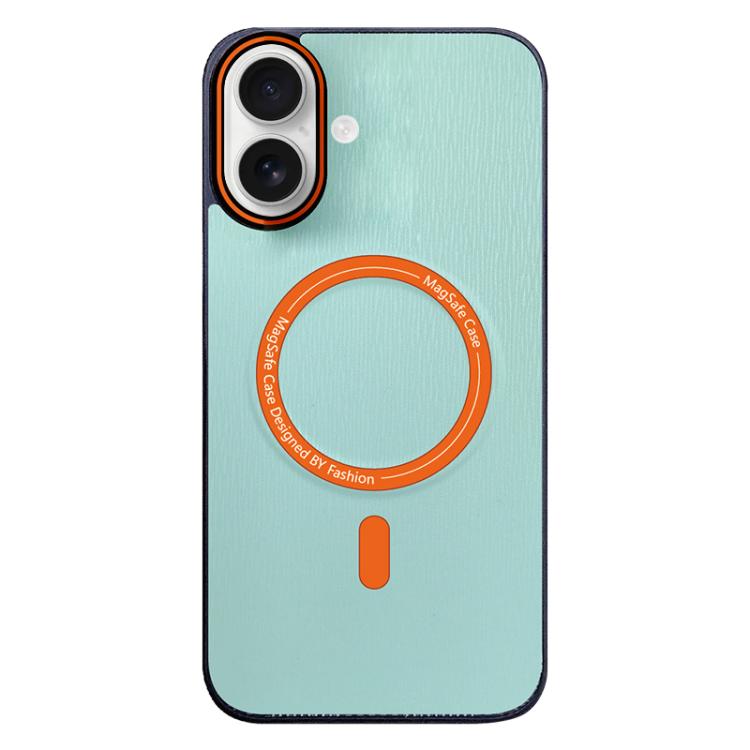 Funda para Teléfono iPhone 16 Textura Madera Imitación Color Contraste (Cian Claro)