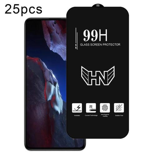 Película de Vidrio Templado de Pantalla Completa de Arco Grande de Aluminio Alto para Xiaomi Poco F5 Pro, 25 Piezas