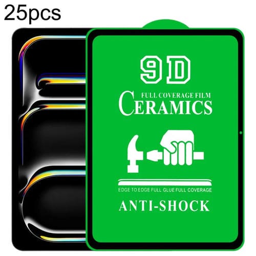 Película Cerámica con Pegamento Completo Pantalla Completa 9D para iPad Pro 11 2024 Air 11 2024 (25 Piezas)