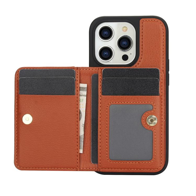 Funda para iPhone 12 Pro Max Awquer Cuero con Tapa Horizontal para Tarjetas y Soporte (Marrón)