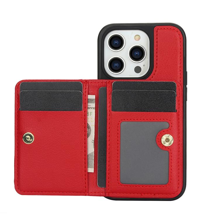 Funda para iPhone 11 Pro Max Awquer Cuero Tapa Horizontal Tarjetas Soporte (Rojo)