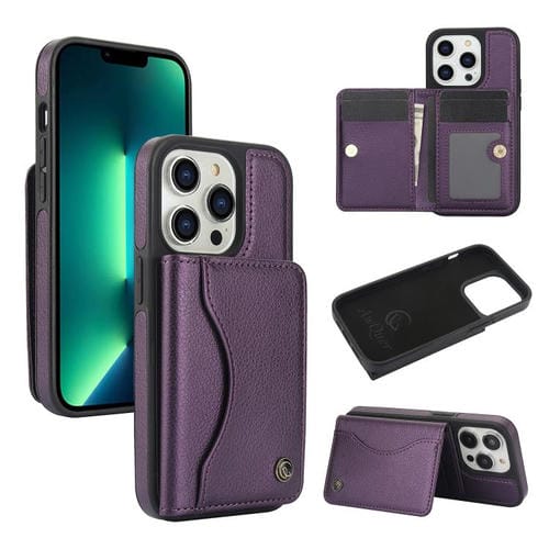 Funda para iPhone 11 Pro Awquer Cuero con Tapa Horizontal para Tarjetas y Soporte (Morado Oscuro)