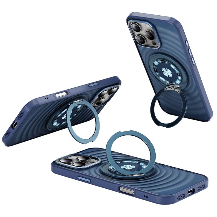 Funda para teléfono Apple iPhone 16 Pro con soporte Magsafe y diseño de ondas (Azul Sierra)