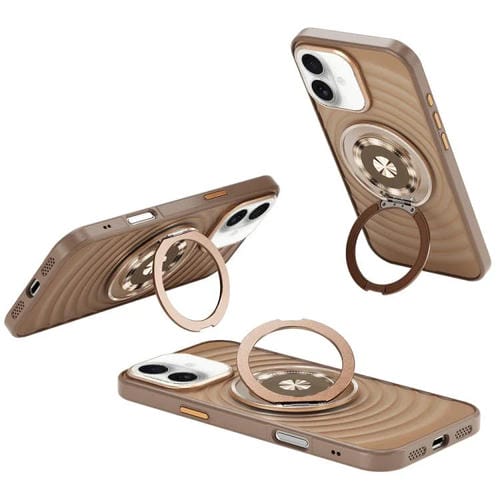 Funda para Teléfono iPhone 16 con Soporte Magsafe y Diseño de Ondas (Dorado del Desierto)