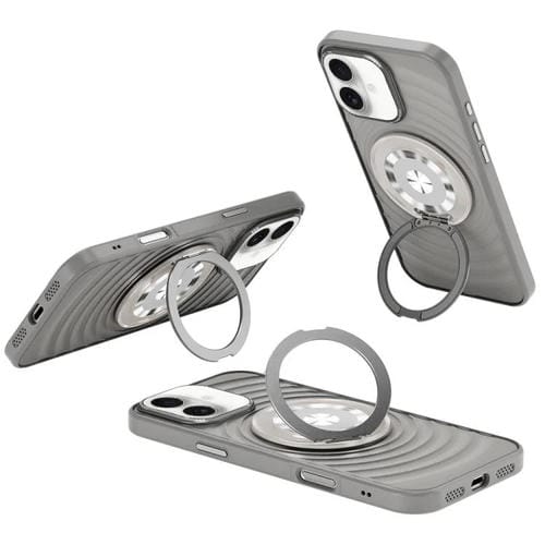 Funda para Teléfono iPhone 16 con Soporte Magsafe y Diseño de Ondas (Gris Titanio)