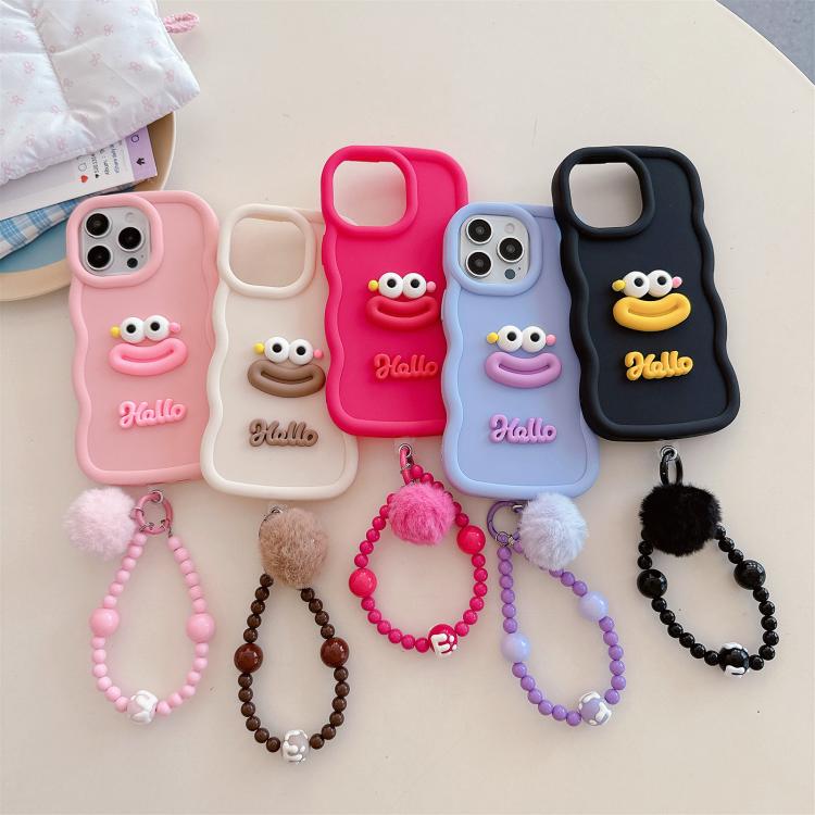 Funda TPU iPhone 11 Pro Max Boca de Salchicha Cadena de Cuentas (Rosa)