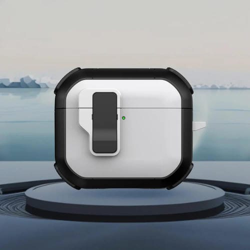 Estuche Para Auriculares Inalámbricos Airpods 4 Starship Con Interruptor Magnético (Blanco Y Azul)