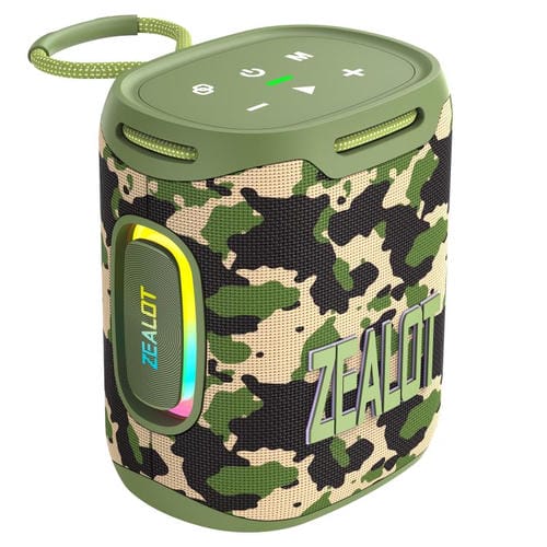 Altavoz Bluetooth Zealot S122 25 W Luz RGB Resistente Agua IPX6 (Verde Camuflaje)