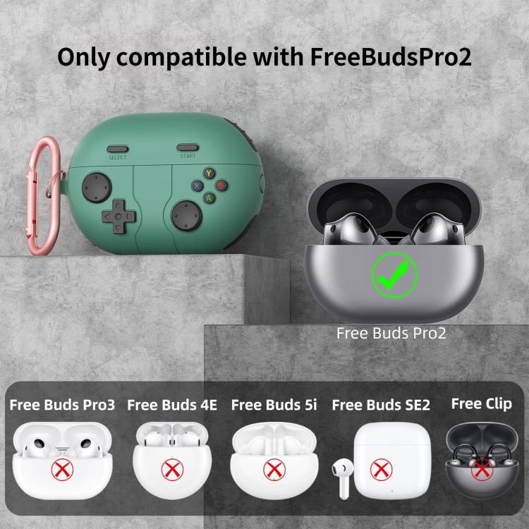 Funda de Silicona para Auriculares Huawei Freebuds Pro 2 Estilo Consola de Juegos Retro (Verde Pino)