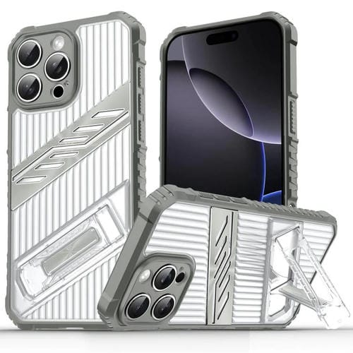Funda híbrida TPU y Policarbonato con soporte para iPhone 16 Pro Max (Gris Espacial)