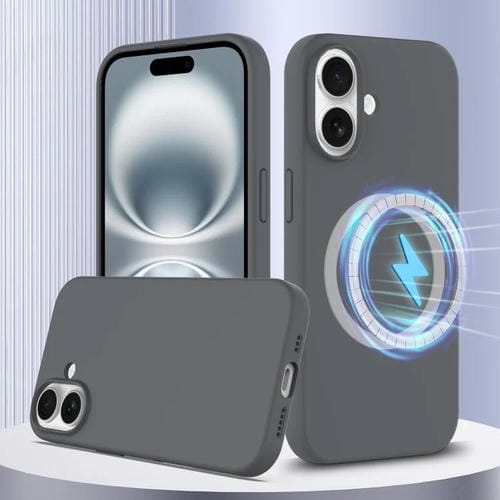 Funda de Silicona Magsafe para iPhone 16 Plus con Botón de Control de Cámara (Gris)