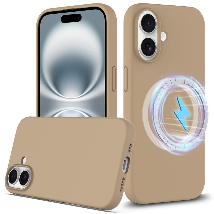 Funda de Silicona Magsafe para iPhone 16 con Botón de Control de Cámara (Dorada)
