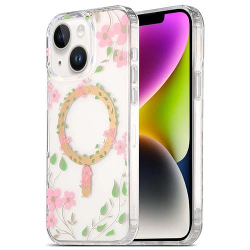 Funda para Teléfono Imd Magsafe iPhone 14 Plus con Laminado Doble Cara (Flores Rosas)