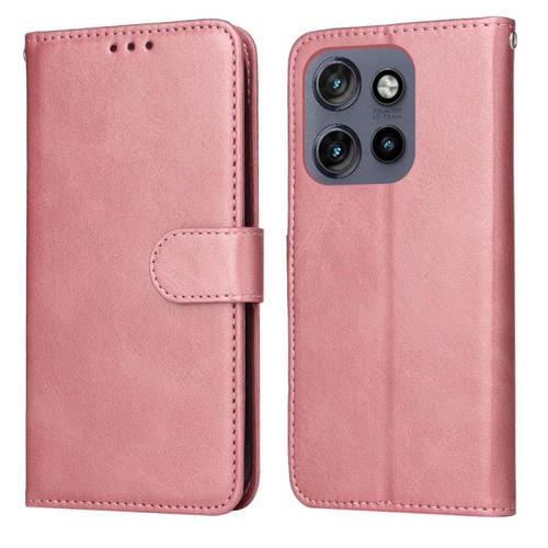 Funda de Piel con Tapa Textura Clásica Becerro para Motorola Edge 50 Neo Thinkphone 25 (Oro Rosa)