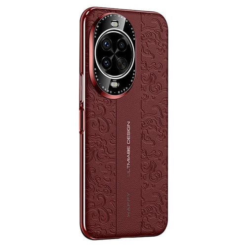 Funda de PC de cuero liso con diseño de dragón en la nube para Huawei nova 14 Pro (roja)