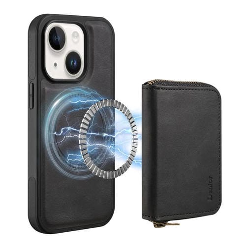 Funda de Cuero con Cremallera Magsafe Denior D26 Skin Feel para iPhone 15 Plus/14 Plus (Negra)
