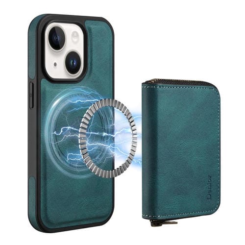 Funda de Cuero con Cremallera Magsafe para iPhone 15 Denior D26 Skin Feel (Azul)