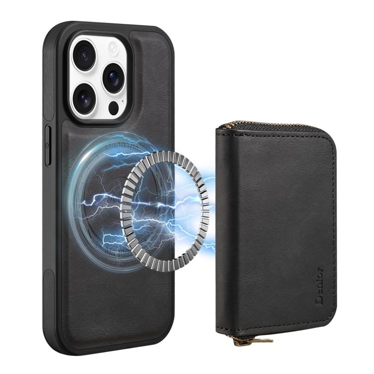 Funda de Cuero con Cremallera Magsafe para iPhone 14 Pro Max Denior D26 Skin Feel (Negra)