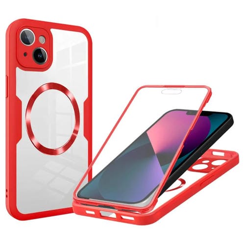 Funda para Teléfono Magsafe iPhone 13 Textura de Cd (Roja)