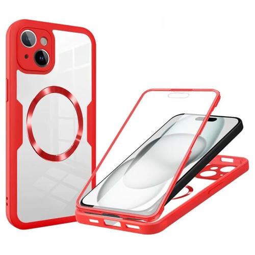 Funda para Teléfono Magsafe iPhone 15 Textura de Cd (Roja)
