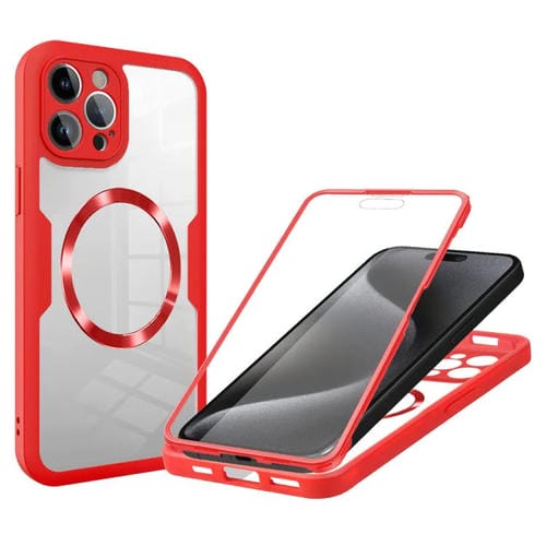 Funda para Teléfono Magsafe Apple iPhone 15 Pro Max Textura Cd (Roja)