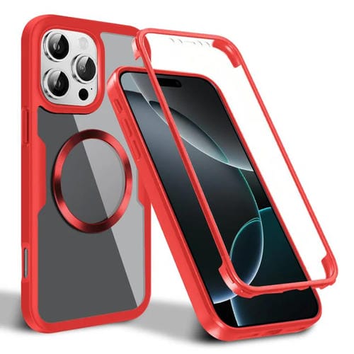 Funda para Teléfono Magsafe iPhone 16 Pro Textura de Cd (Roja)