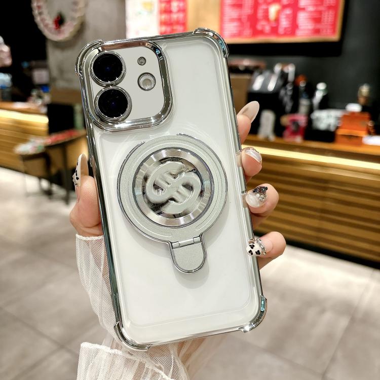 Funda para Teléfono con Soporte Magsafe para iPhone 12 con Película para Lente (Plateada)