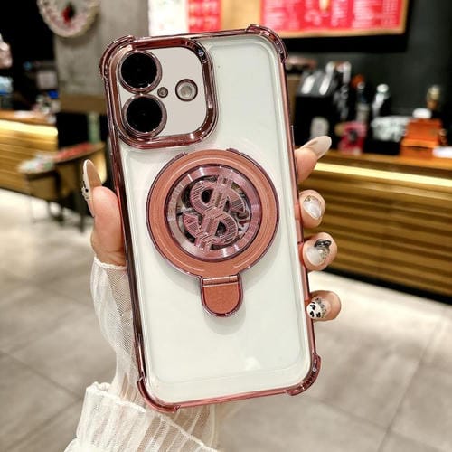 Estuche para Teléfono Magsafe iPhone 16 Plus con Soporte y Película para Lente (Rosa)