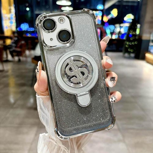 Estuche para TelĂ©fono iPhone 15 Plus con Soporte Magsafe y PelĂcula para Lente (Plateado)