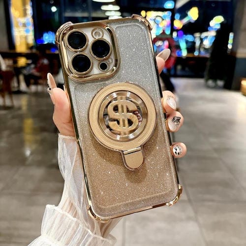 Estuche para Teléfono iPhone 16 Pro Max con Soporte Magsafe y Película para Lente (Dorado)