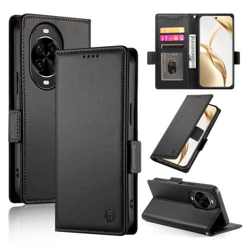Funda de cuero esmerilado con hebilla lateral magnética para Huawei Nova 14 Pro (negro)