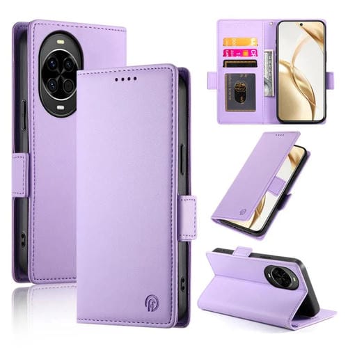 Funda de cuero esmerilado con hebilla lateral magnética para Huawei Nova 14 (morado)