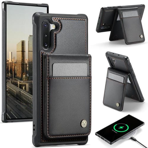 Estuche para teléfono Jeehood J06 para Samsung Galaxy Note10+ con tarjetero RFID Magsafe estilo británico (Negro)