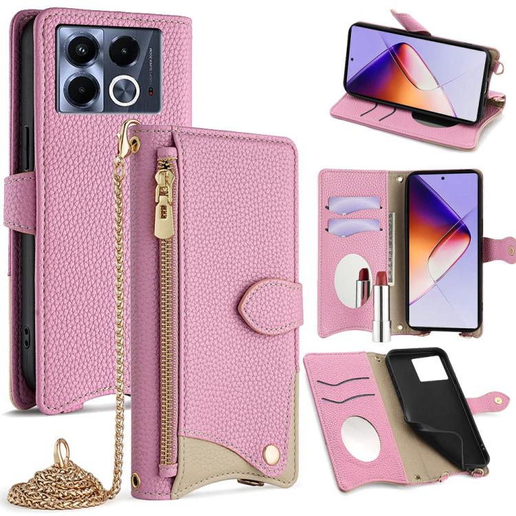 Funda para Teléfono Infinix Note 40 5G con Cadena Cruzada y Diseño Cola de Pez (Rosa)