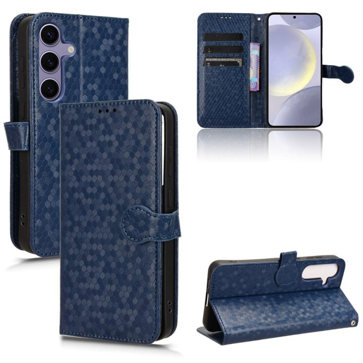 Funda de cuero con textura de puntos de panal para Samsung Galaxy S25 FE 5G (azul)