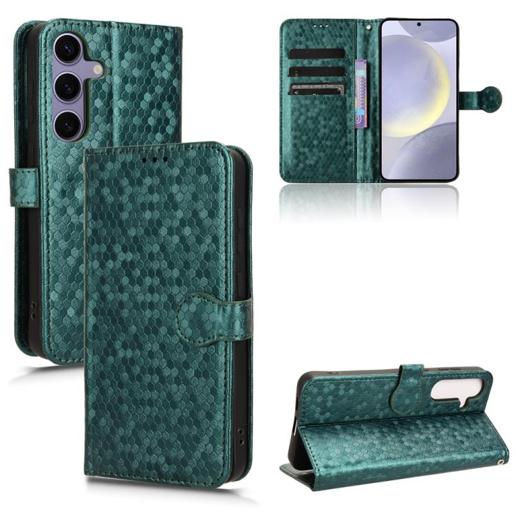 Funda de cuero con textura de puntos de panal para Samsung Galaxy S25 FE 5G (verde)