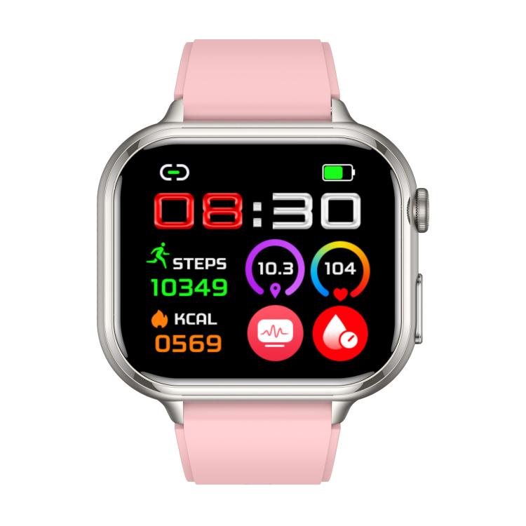 Reloj Inteligente Tk17 con Correa de Silicona y Pantalla Horizontal 1,91 Pulgadas (Rosa)